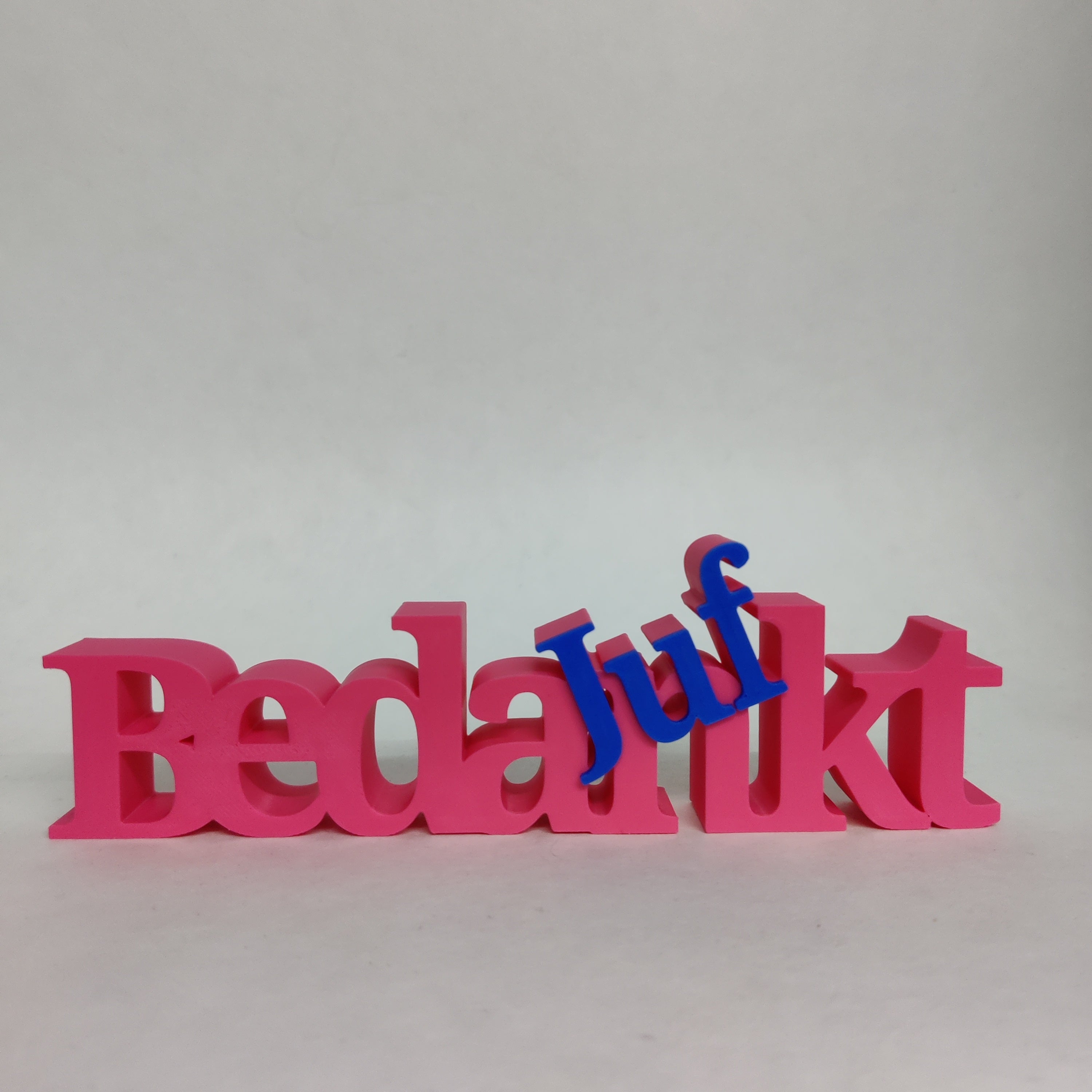 Tekst Bedankt Juf | 3D Geprint Accessoire