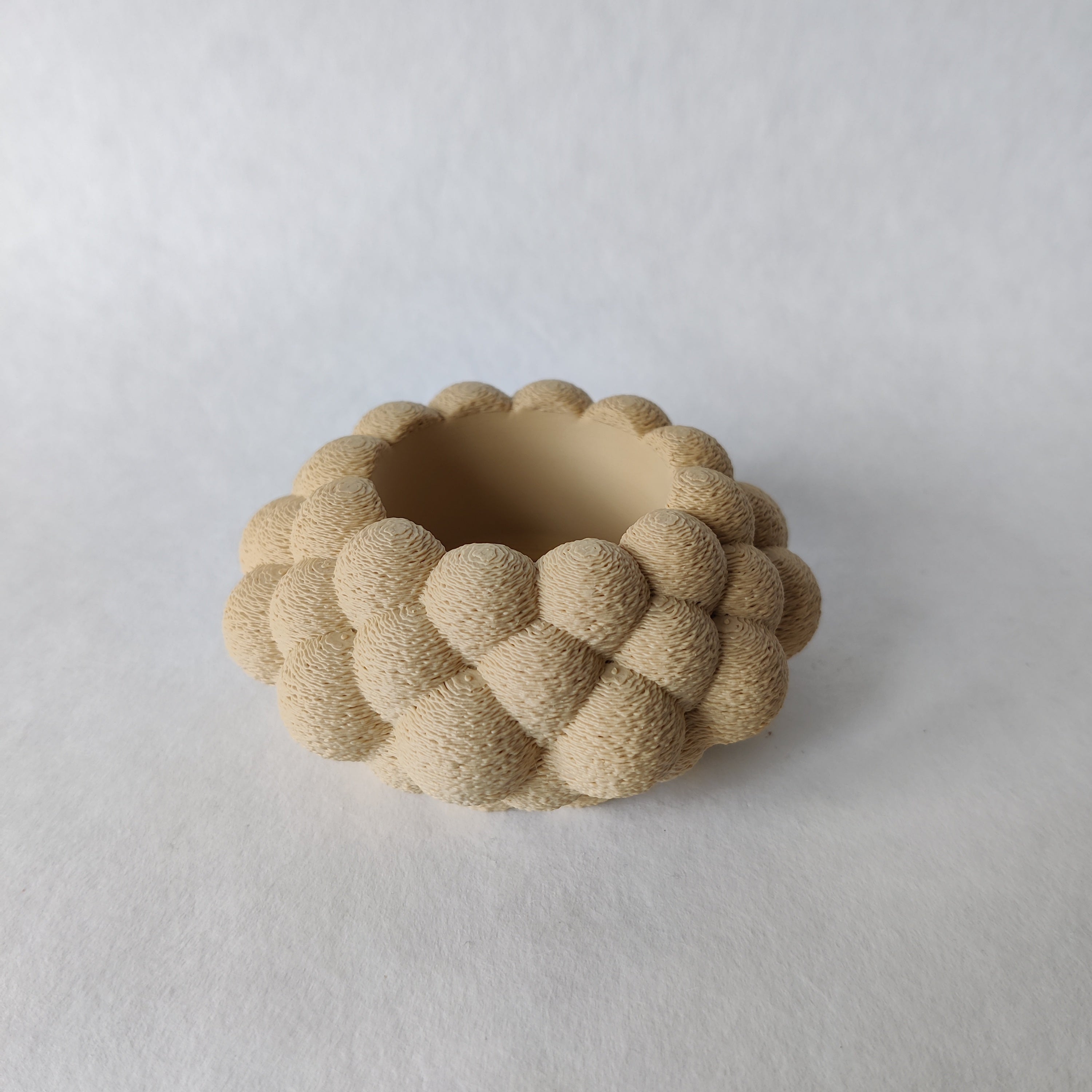 Theelichthouder Bubbly in beige - 3D geprint woondecoratie