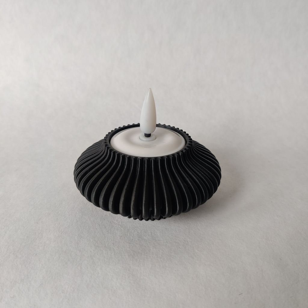 Theelichthouder Rond in beige - 3D geprint woondecoratie