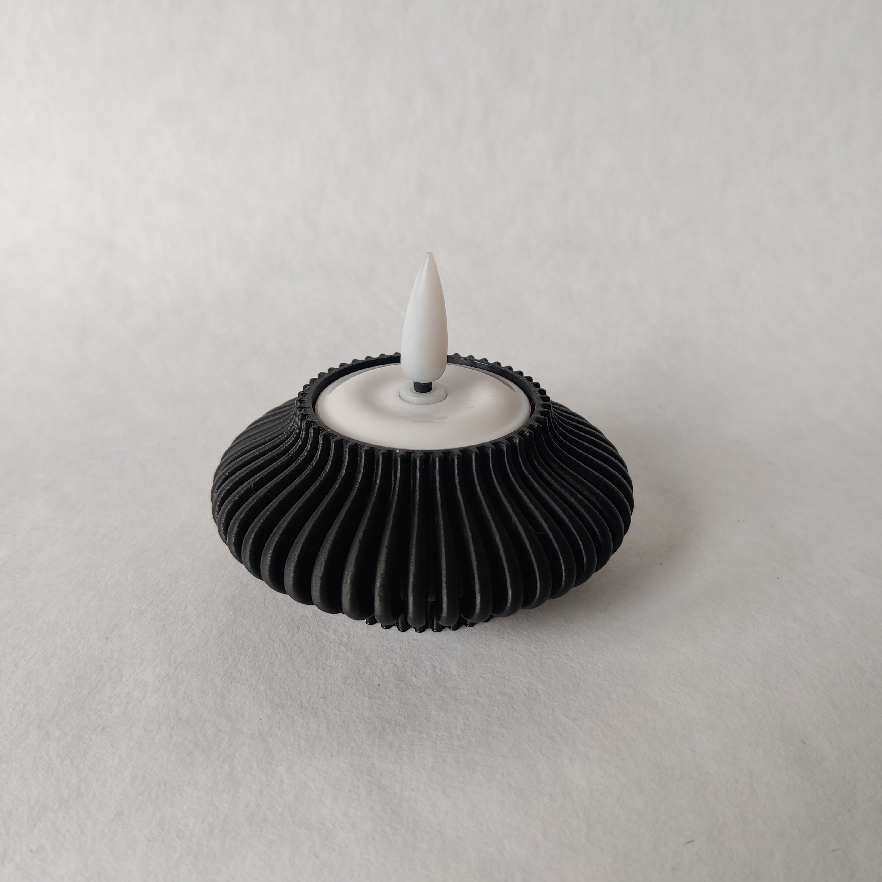 Theelichthouder Rond in beige - 3D geprint woondecoratie