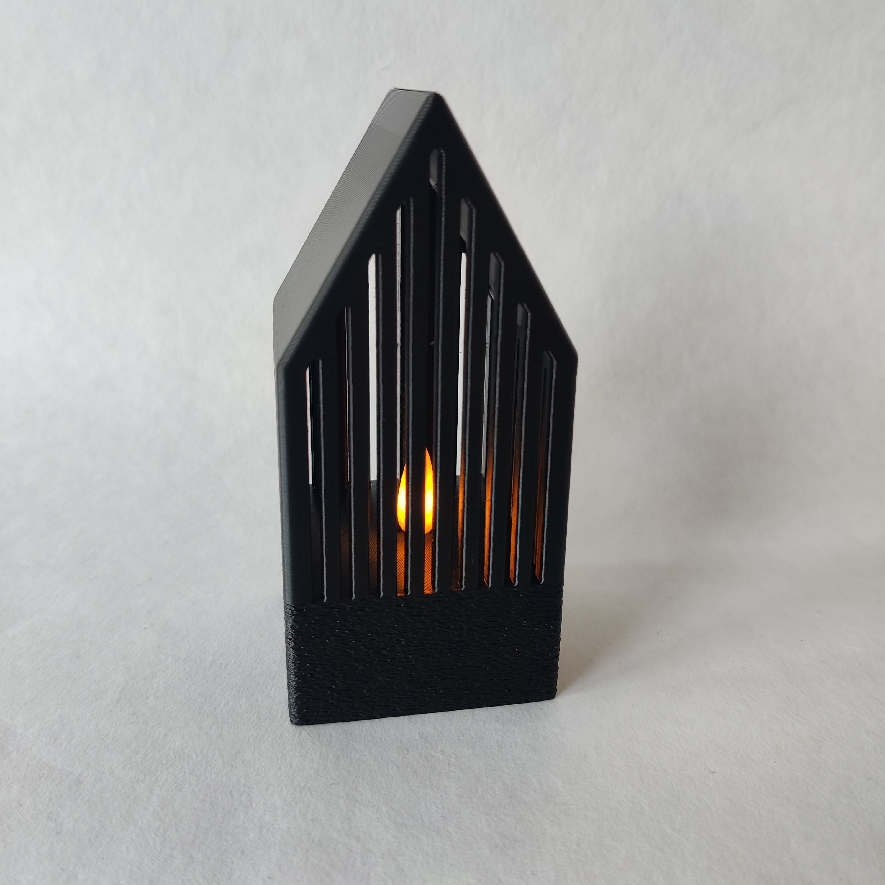 Theelichthouder Huisje in zwart - 3D geprint woondecoratie