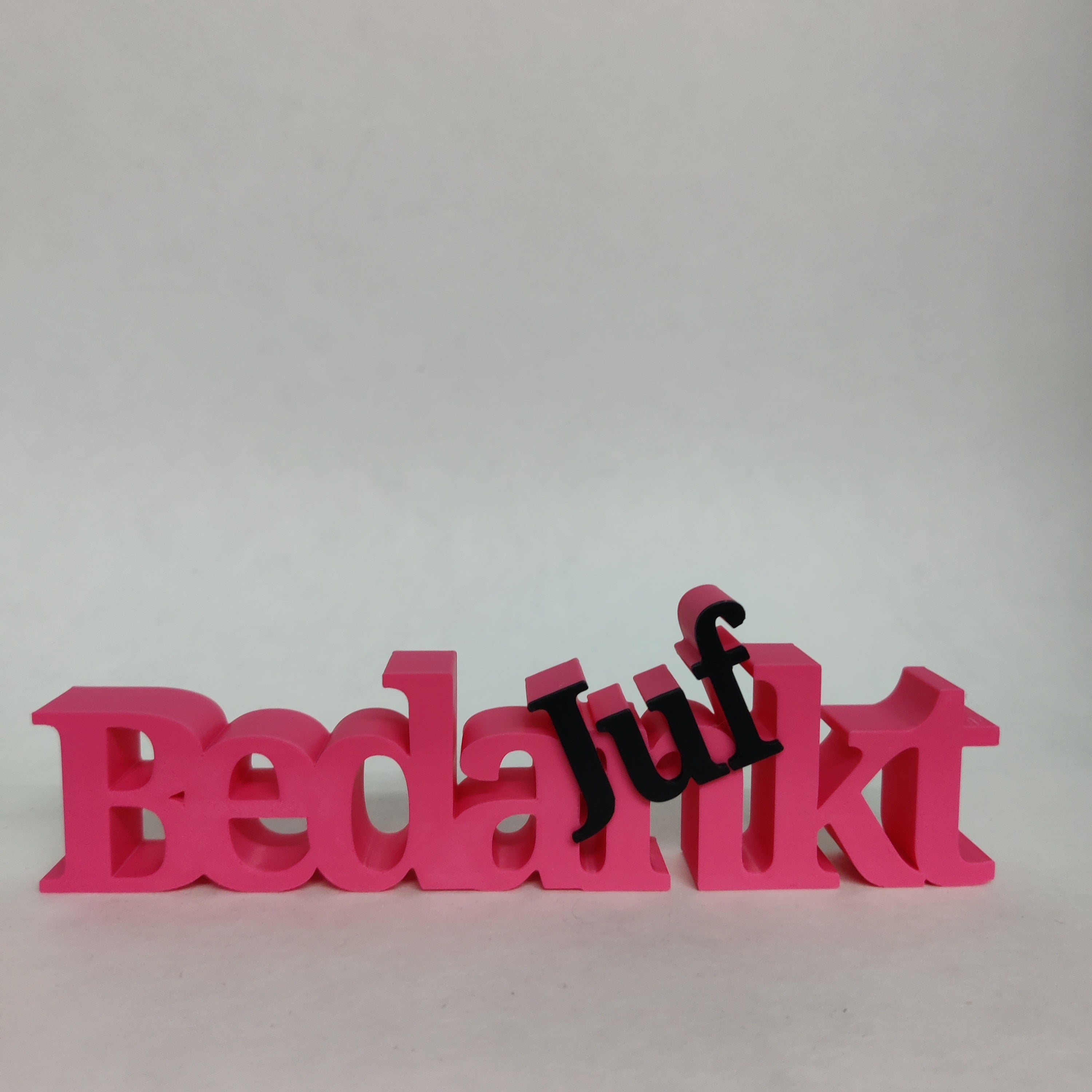 Tekst Bedankt Juf | 3D Geprint Accessoire