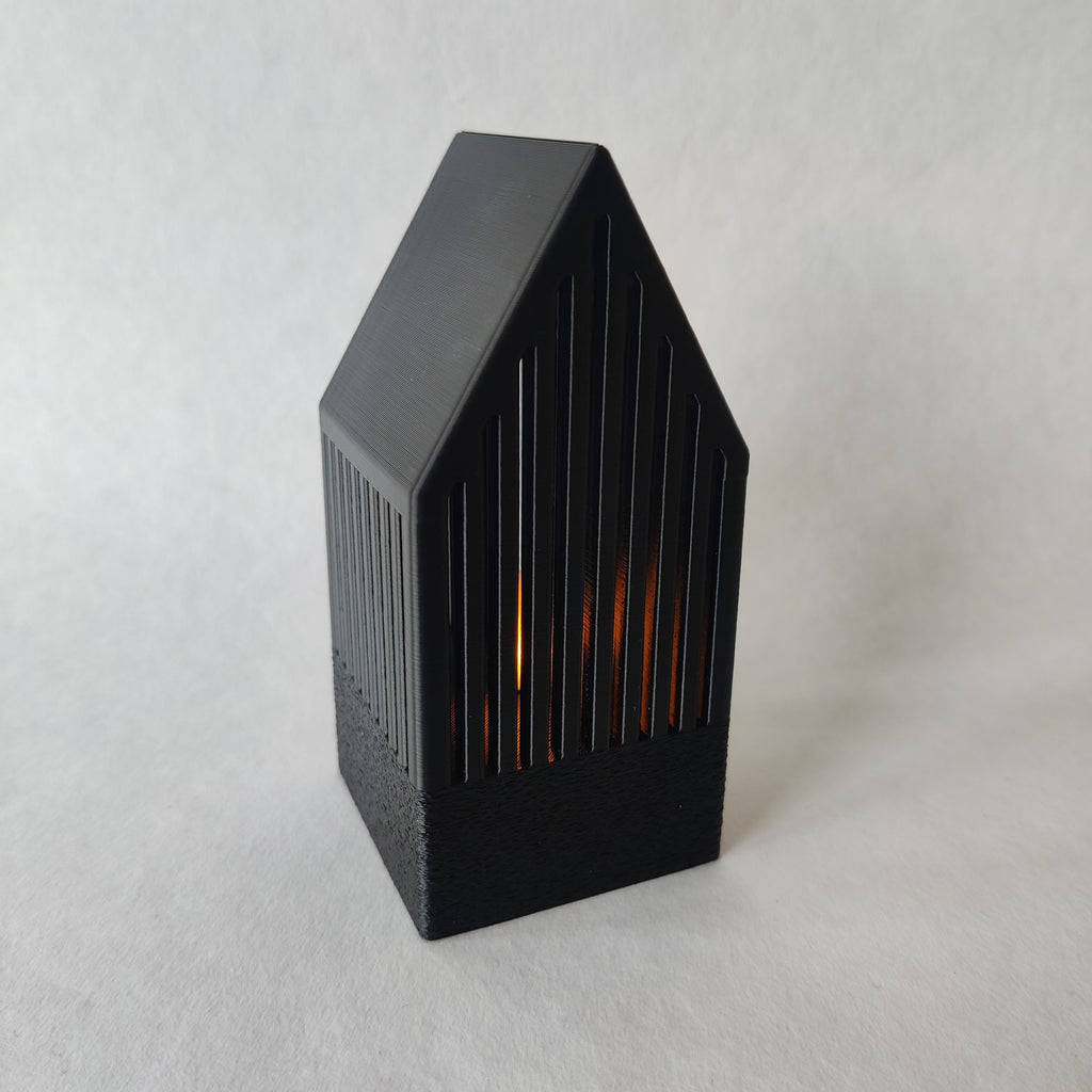 Theelichthouder Huisje in beige - 3D geprint woondecoratie