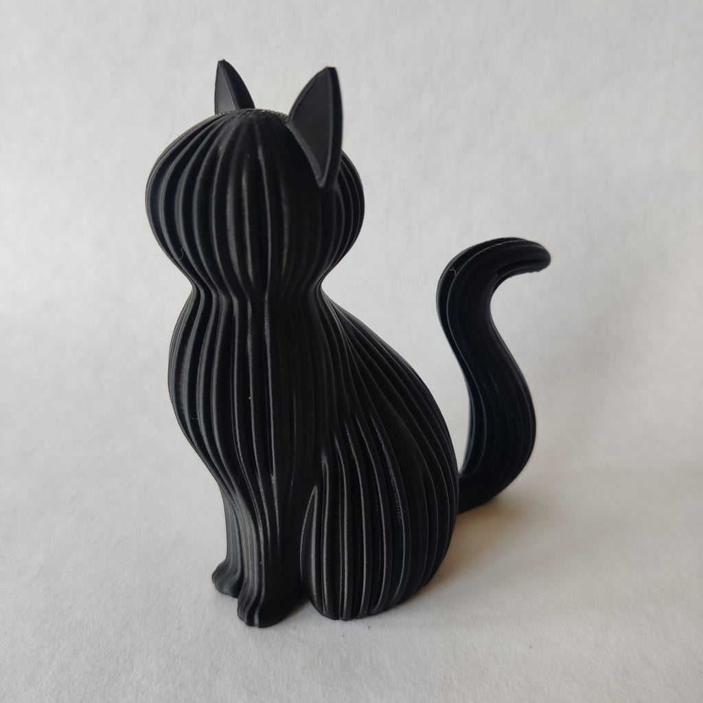Kat japandi stijl in zwart - 3D geprint woondecoratie